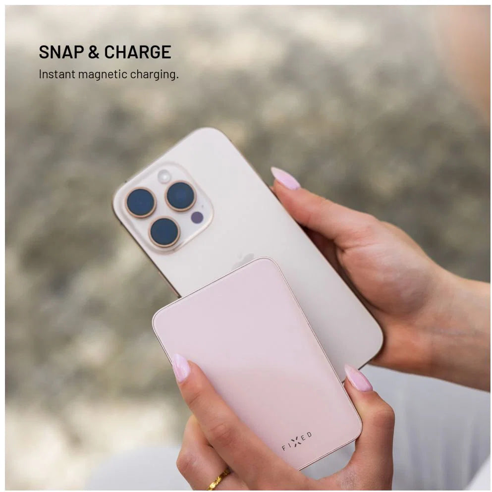 Ultra-Slim Qi2 & MagSafe Wireless Power Bank 5,000mAh – Pink